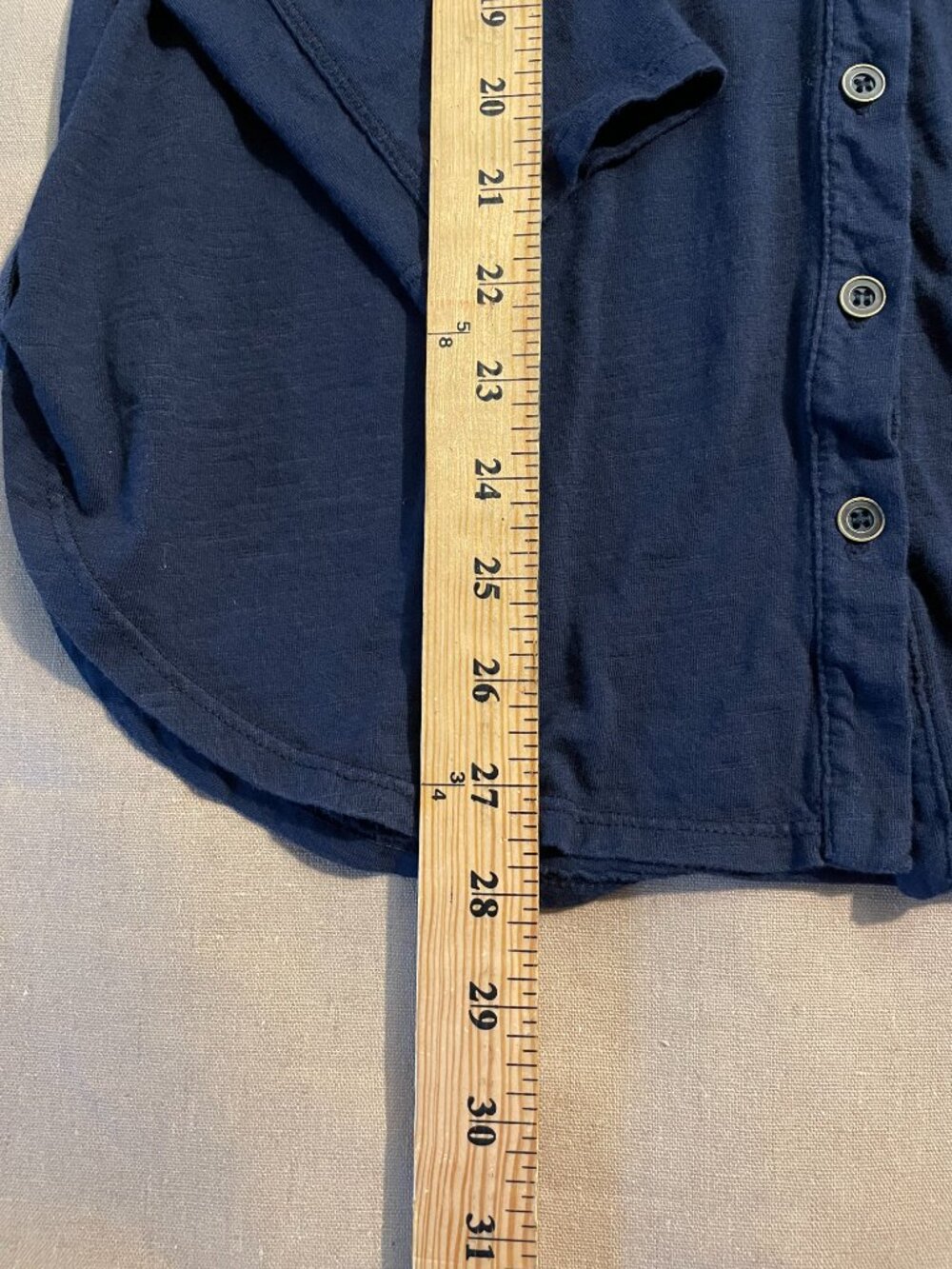 Velvet by Graham and Spencer Vintage Slub Dark Blue Size L Cotton Button Down - Picture 3 of 6